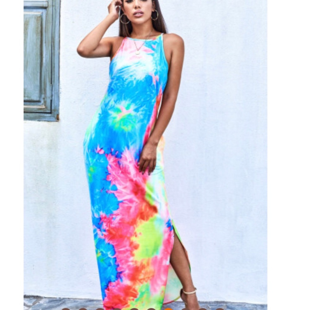 Last one small Multi colored Tie-dye maxi dress - Picture 2 of 10